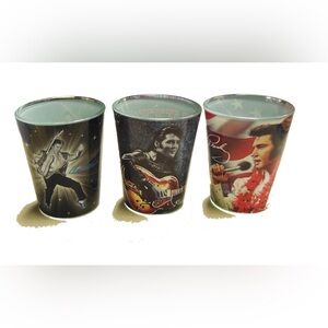 New Elvis Presley Collectible Shot Glass Set of 3